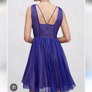 ANTHROPOLOGIE HD IN PARIS ROYAL BLUE DOT MIDI DRESS Size 6